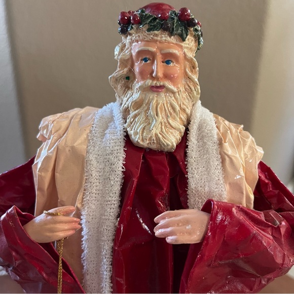 Silvestri SANTA Paper Mache Tree Topper 11 in Father Christmas Holding 2 Doves - Picture 2 of 12